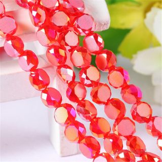 Charms Round Flat Glass Crystal Bracelet Necklace Finding Spacer Beads 6mm 8699