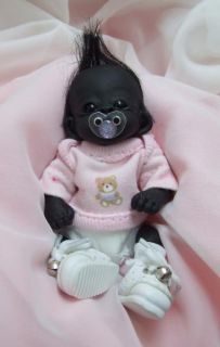 OOAK Baby Gorilla Monkey Sculpted Polymer Clay Art Doll Collectible