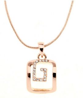 Korean Fashion Women G Letters Rhinestone Pendant Necklace Chain Gold
