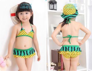 3pcs Kid Baby Girl Watermelon Ruffles Swimwear Swimsuit Bikini Tankini 5T