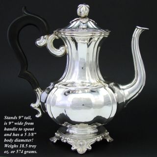 Fine Antique French Sterling Silver Tea Pot Pumpkin Shape Diosne 1842 1859