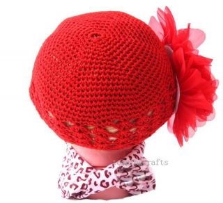 Flower Crochet Headband Cute Infant Baby Girl Beanie Hat Hair Accessories 0245D