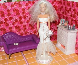 Mattel Barbie Wedding Dress Veil Gown Doll Many Pic'S
