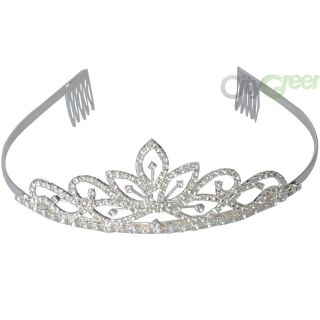 Wedding Bridal Birthday Party Crystal Rhinestone Crown Hair Clip Headband 741