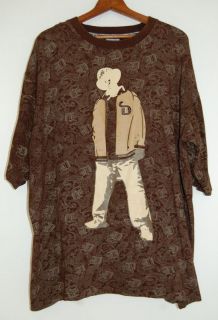 Vintage D Don Men's XL T Shirt Gangster Rap Hip Hop Urban Brown Short Sleeve
