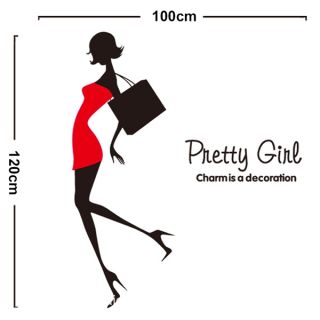 Pretty Girl Fashion Silhouette Removable Wall Sticker Decal