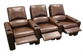 Eros Home Theater Seating 6 Brown Seats Recliner Chairs