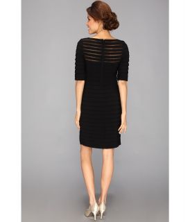 Adrianna Papell Partial Tuck Long Sleeve Dress Black