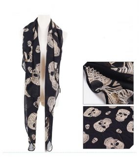 Fashion Lady's Skull Scarf Long Chiffon Scarf Women's Korean Version Silk Wraps