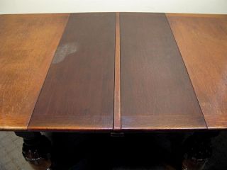 Antique English Solid Oak 6ft Dining Table w 2 Leaves c1930 N63