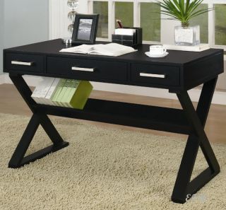 New Cheviot Black Finish Wood Computer Writing Office Desk Drawer