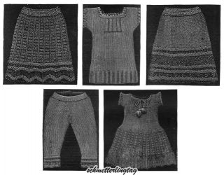 Victorian Doll Knitted Clothes Dress Pattern Book C1895
