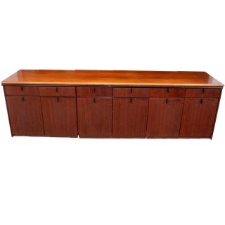 9ft Mid Century Modern Wood Credenza Cabinet