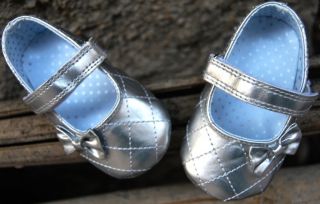 Silver Mary Jane Toddler Baby Girl Shoes UK Size 2 3 4