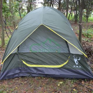 HLY A5018 Outdoor 3 4 Persons Double Layer Camping Tent Army Green C963