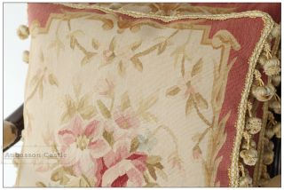 Pair Shabby Pink Chic Aubusson Rose Pillow French Cottage Chair Bed Sofa Cushion