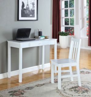 Kings Brand White Finish Wood Home Office Secretary Writing Desk New