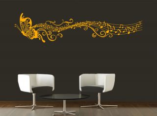 Wall Decor Removable Mural Vinyl Decal Sticker Music Flying Butterfly Orange MX2