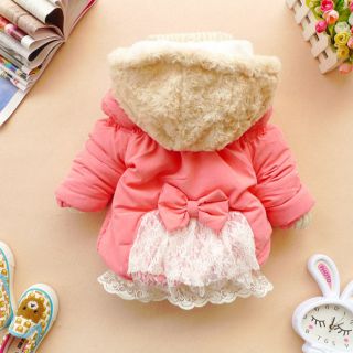 Hot Baby Girls Bowknot Clothes Kid Winter Warm Jacket Gown Clothing Outwear Coat