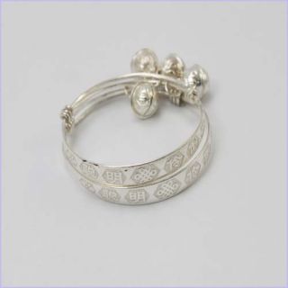 1 Pair 925 Sterling Silver Baby Bell Bracelet Bangle