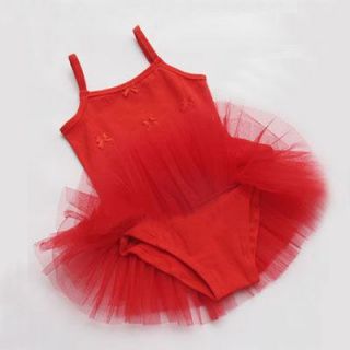 Red Dance Leotard Ballet Tutu Girls Dress Skirt Sz 6 8T