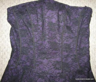 Tripp NYC Black Purple Lace Corset Strapless Dress Juniors Medium Punk Goth