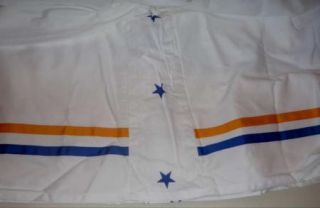 New Bananafish Lucas Baby Crib Skirt Dust Ruffle Blue Orange White Stars Stripes