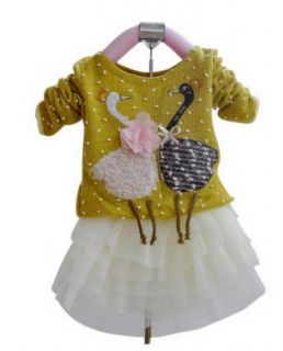 Girls Toddler Party Baby Swan Dress Knit Top Tulle Skirt 2 6Y 1pcs Cute Clothing
