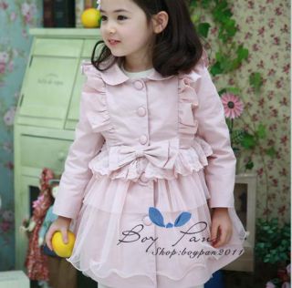 Kids Clothes Girls Dust Coat Long Sleeve Cake Skirt with Waistband Coats AGE2 7Y