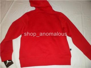 New Nike Air Jordan Black Logo Boys Red Hoodie Sweater Shirt Top Sz L 12 13