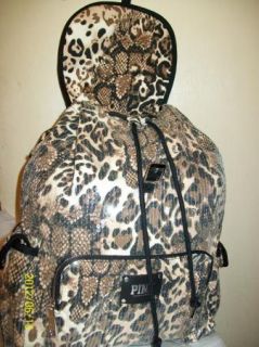 Victoria's Secret Pink Sequin Cheetah Backpack Carrying on Tote Handbag