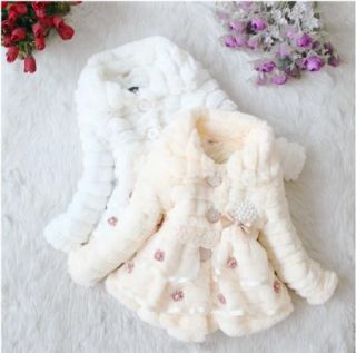 Girls Pearl Tops Coat Party Winter Warm Baby Jacket 1 5T Snowsuit Flower Outwear