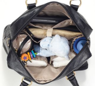 Timi Leslie Faux Leather Baby Diaper Bag Rachel Black New TL 221 01BK