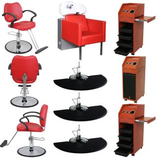 3 Salon Chair Styling Station with Mirror Shampoo Backwash Unit Trolley EB 11
