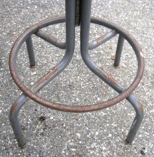 Antique Industrial Steampunk Art Swivel Stool Chair Garden Glass Top Table Stand