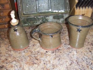 Primitive Stoneware Crow Star Collection Mug Cup Soap Dispenser
