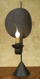 Rustic Brown Reflector Lamp Tin Punch Star Pattern Metal Table Lamp 16" Tall