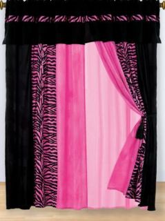 New Black Pink Zebra Bedding Short Fur Comforter Set All Sizes Bed in A Bag
