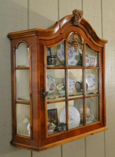 Antique French Wall Cabinet Curio Display Cabinet Divided Glass