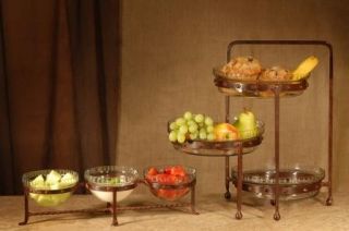 Tuscan Mediterranean Rustic Wrought Iron and Glass Buffet Server