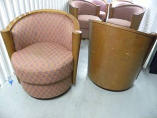 6 Gorgeous Mariani Wooden Wrap Swivel Art Deco Club Arm Chairs