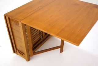 Drop Leaf Table 4 Self STORING Folding Chairs Set Danish Mid Century Modern