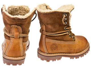 Timberland Authentics Shearling Toddler Kids Brown Leather Ankle Boots