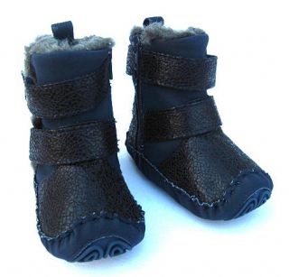 Baby Boy Girl Navy Fur Lined High Top Boots Walking Shoes US Size 1 2 3