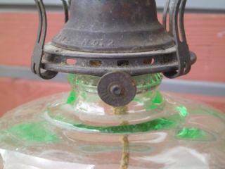 Depression Apple Green Glass Oil Lamp Light Kerosene Kero Queen Anne Burner