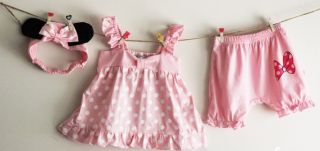 3pcs Girl Baby Infant Headband Top Pants Bloomers T Shirt Outfit Clothes 0 18M