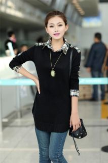 Women Loose Pullover Knitwear Shirt Collar Lady Knitted Sweater Coat Jumper Tops