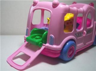 Fisher Price Little People Sound Light Pink School Bus 4 Figures Wheel Chair