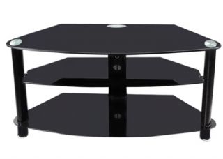 Details about TV STAND STANDS BLACK GLASS FIT FOR LCD LED PLASMA 3D
