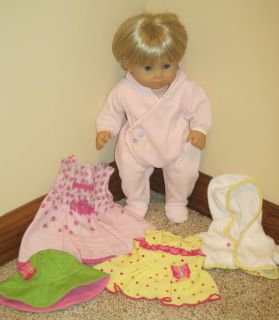 American Girl Bitty Baby Twin Girl Blond Hair Blue Eyes Light Skin Clothes